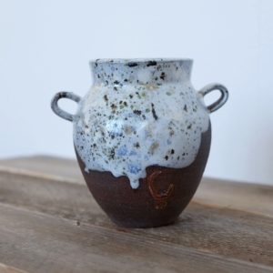 Blue/Grey and black speckled stoneware jar