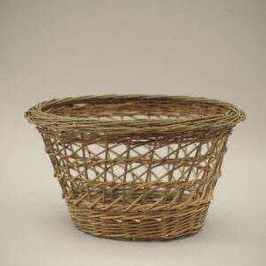 Round basket with an open weave